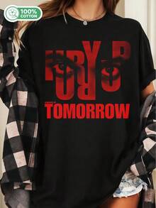 The WWeeknd Hurry Up Tomorrow Red Tone Graphic Cotton T-Shirt Unisex Fan Tee.Png - Black - View 1