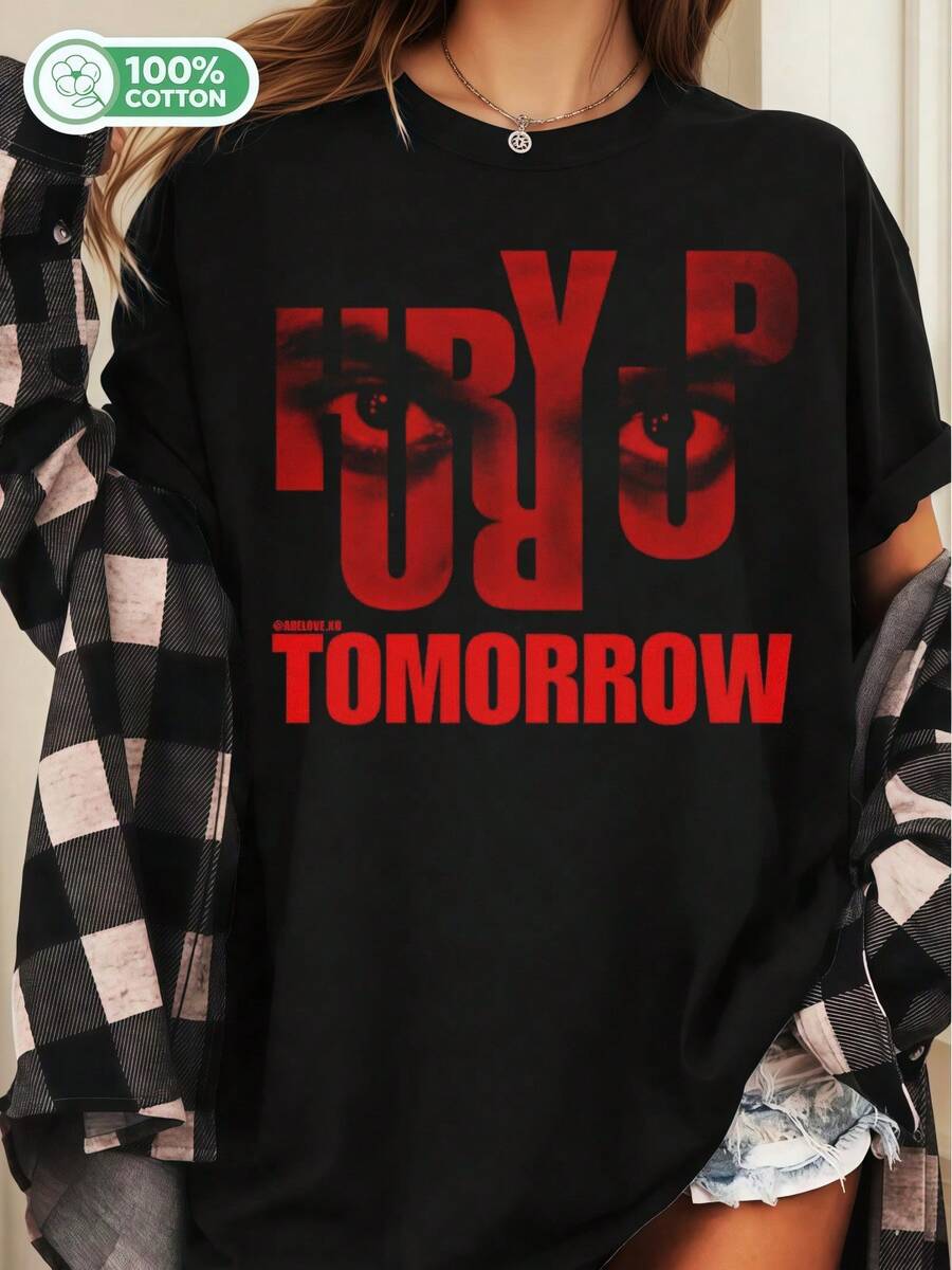 The WWeeknd Hurry Up Tomorrow Red Tone Graphic Cotton T-Shirt Unisex Fan Tee.Png - Black - View 1