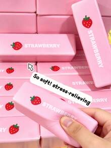 1pc Cream Strawberry Squishy Toy, Super Soft, Slow Rising, Bread Simulation, Stress Relief Toy, Slow Rebound Cake Model, Relaxation Toy, Party Favor - Multicolor - View 3
