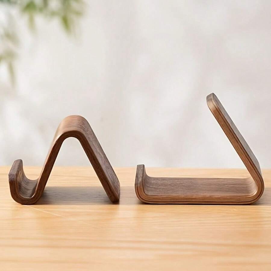 2 loại giá đỡ điện thoại gỗ óc chó đen thanh lịch, nhỏ gọn và linh hoạt, giá đỡ để bàn di động, phù hợp cho văn phòng và phòng khách - Hình chữ nhật - Xem 1