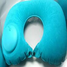 1pc Outdoor Camping Inflatable Pillow, Portable Travel Neck Pillow, Press To Inflate, Suitable For Travel, Easy To Store And Carry, Can Be Folded Into Airplane Pillow - Peacock Blue - View 1