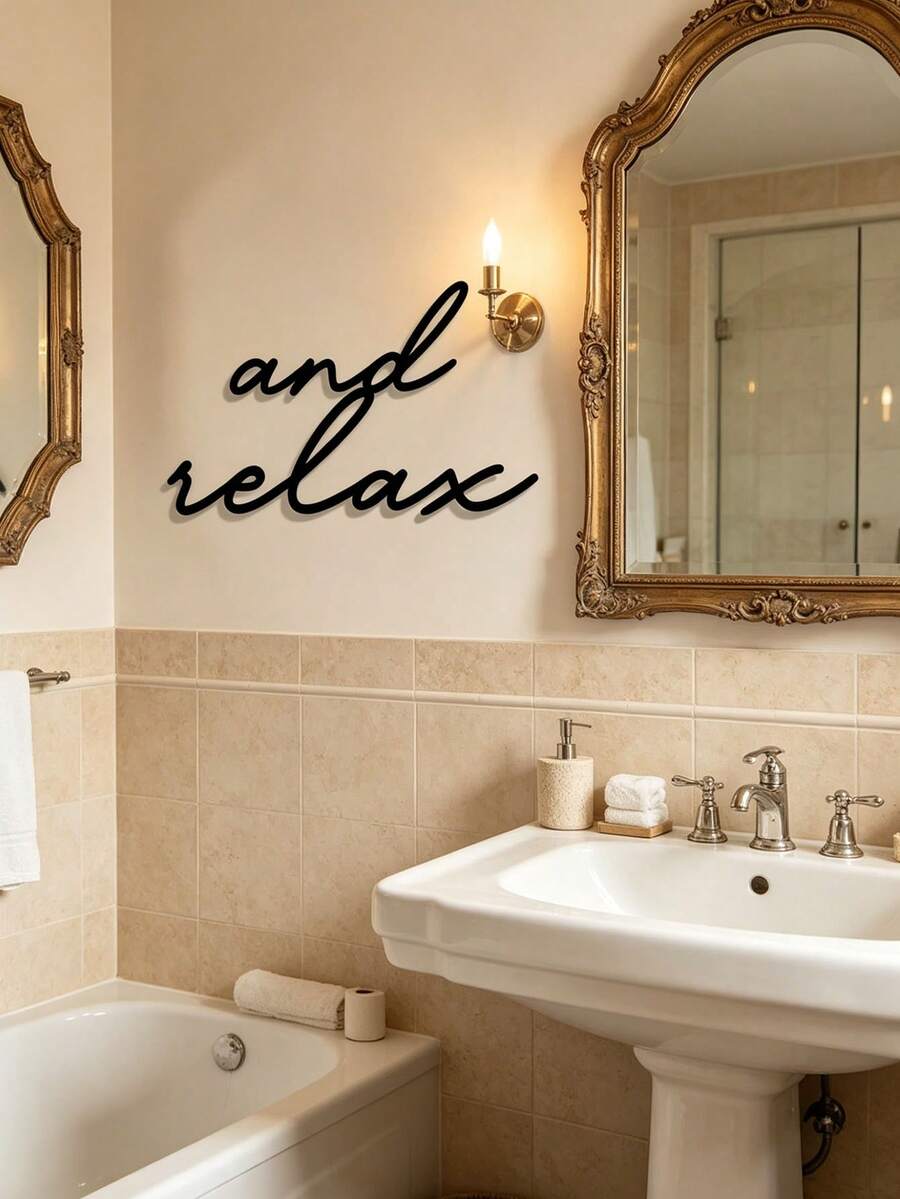 Metal "Nude" Wall Decor - Modern Farmhouse Style Bathroom Decoration With Cursive Font, Funny Wedding And Bridal Shower Gift, Reusable Nude Theme Housewarming Or Anniversary Decor - Metal Art, Suitable For Bathtub - A - View 1