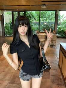 Academic-Style Shirts, Summer Women's Fashion, Open-Collar Shirts, Baby-Colored Shirts, Sweet Dopamine Jackets - LL - View 1