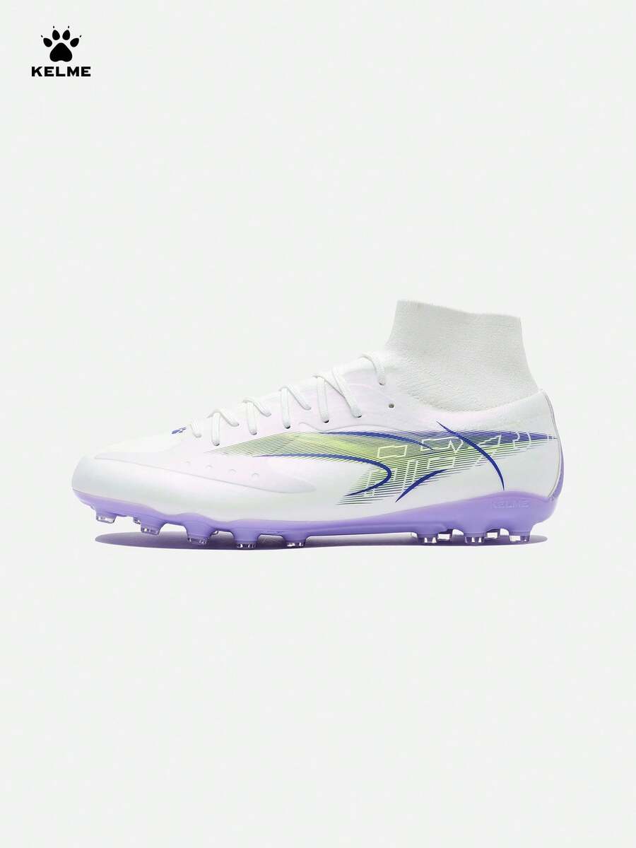 KELMEMG Professional Match Short Spike Football Shoes, Adult Training Shoes For Artificial Turf, Electrifying 6MATCH - White Purple - View 1