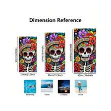1pc Day Of The Dead Sugar Skull Floral Print Beach Towel, Sand Free Quick Dry Absorbent Microfiber Pool Towel, Lightweight Summer Travel Swimming Beach Accessory - L - View 3
