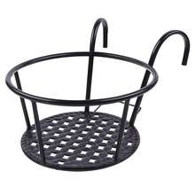 Soportes colgantes para macetas, contenedores suspendidos para macetas, cestas colgantes para macetas, soportes para macetas de balcón, soportes para macetas de barandilla de hierro forjado, soportes para macetas de parterre, adecuados para balcones, parterres y barandillas de jardín, robustos y duraderos. - Propósito general - Ver 10