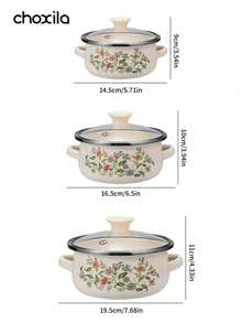 choxila 3pcs/Set Panci Sup Enamel, Panci Rebusan Pegangan Ganda, Panci Rebusan Bertutup, Rice Cooker, Panci Multifungsi Rumah Tangga, Kompatibel dengan Kompor Induksi dan Kompor Gas, Tahan Gores dan Tahan Lama, Cocok untuk Dapur Rumah dan Restoran, Ramadan, Idul Adha - View 7