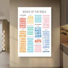 Enmarcado Póster plano 2D de 1 pieza  con libros de la Biblia | Impresión religiosa en lienzo, arte mural vintage, obra de arte moderna, ideal para regalo, decoración del hogar y dormitorio, adecuado para dormitorio, sala de estar, diseño plano 2D - Enmarcado - Ver 4