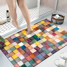 1pc, Home Decor, Puppy Pattern Print, Diatom Mud Mat, Easy To Clean, 3D Print Rectangular, Suitable For Entrance, Living Room, Kitchen, Bedroom, Hallway, Bathroom, Laundry Room - Polyester Mat, Suitable For Indoor And Outdoor Home Decor - Multicolor - View 2