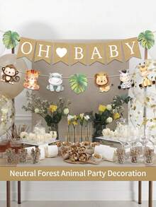 1 bộ dây treo sẵn 6ft vải bố Oh Baby cho trang trí tiệc Baby Shower chủ đề Safari, động vật rừng trung tính, tiệc tiết lộ giới tính - Nhiều màu - Xem 6