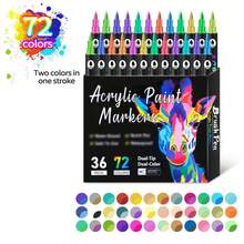 1pc 24/48/72/96/120/168/192/240 Colors Dual-Tip Dual-Color Marker Pen, Acrylic Paint Pen For Glass Painting, Layering Colors, Art Students & Professionals - Multicolor - View 12