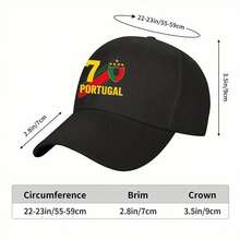 24-Hour Delivery From DE/FR/ES/IT | "7 Portugal" Sport Cap With Star & Stripe Visor – , Ideal For Outdoor Travel & Baseball Activities - A - 查看 7