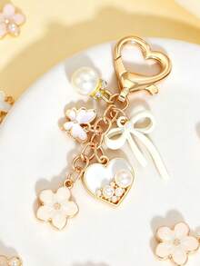1pc Butterfly, Heart & Flower Faux Pearl Keychain, Versatile Bag Charm Pendant - Multicolor - View 7