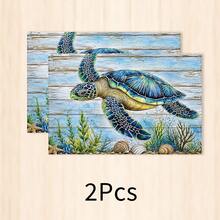 1pc Ocean Style Linen Placemat, Breakfast Mat, Coffee Mat, Cup Coaster, Bowl & Plate Mat, Kitchen Accessory, Easy To Clean Placemat, Suitable For Home, Restaurant, Restaurant Decor, Holiday Gift, Gift For Friends, Multi-Piece Set - Multicolor - View 11