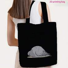 Relatable Exhausted Pigeon Meme Print 1pc Shopping Bag, Funny Gift For Tired Souls - White - 查看 7