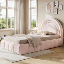 Polsterbett, Einzelbett, Kinderbett 90 X 200cm, Hydraulic Functionsbett, Bett Mit Lattenrost, Kopfteil Und Großem Stauraum, Gepolstertes Kopfteil, Samt, Rosa - Pink - View 4