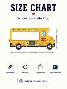 School Bus Themed Back To School Photo Frame, Durable Polyester Photo Background Fabric, With Photo Cutouts And "Welcome Back To School" Lettering, Foldable Campus Outdoor Activity Photo Frame, Student Welcome Party, First Day Of School, Back To School Party, Classroom Photography, Back To School Celebration, Campus Event Decoration. - School Bus - View 12