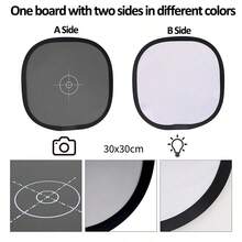 12x12 Inch(30*30cm) 2 In 1 Double‑Sided 18% Gray White Balance Card Foldable Photography Reference Reflector With Carry Bag For DSLR Camera Calibration - View 3