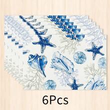 1pc Ocean Style Linen Placemat, Breakfast Mat, Coffee Mat, Cup Coaster, Bowl & Plate Mat, Kitchen Accessory, Easy To Clean Placemat, Suitable For Home, Restaurant, Restaurant Decor, Holiday Gift, Gift For Friends, Multi-Piece Set - Multicolor - View 22