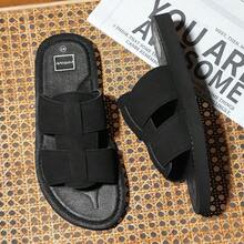 2026新款男士平底拖鞋，戶外涼拖，夏季防滑沙灘拖鞋 - 黑色 - 查看 1