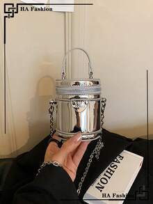 1pc Mini Silver Mirror Handbag, Fashion Chain Shoulder Bag, 2026 Summer New Keychain Coin Purse Lipstick Case - Silver - View 1