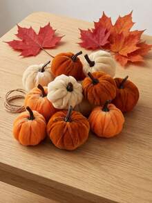 6/1pc-Velvet Pumpkin Decor Set - Thanksgiving Autumn Home Decor Artificial Pumpkin, Realistic Pumpkin, Velvet Pumpkin Ornament, Artificial Pumpkin Decoration, Suitable For Autumn Decoration, Halloween Holiday Home Decor - Colors Will Be Shipped Randomly. - View 4