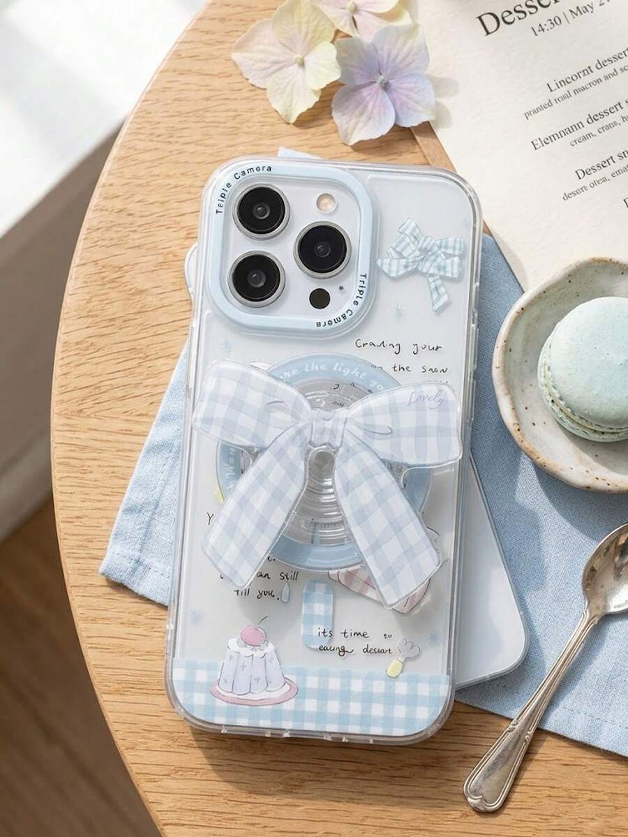 1pc Spring Fresh Butterfly Design: Elegant Bow Magnetic Phone Stand - With Foldable And Extendable Functions. This Stylish Multifunctional Smartphone Accessory Is Specially Designed For Women And Young Girls, Fully Compatible With Apple And Android Devices