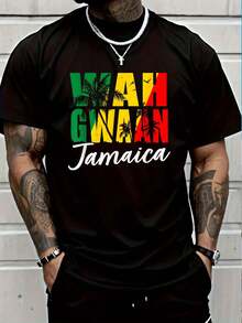 100% Cotton Wah Gwaan Jamaica Flag Jamaican Pride Reggae Vacation TShirt T-Shirt Women's Men Graphic Tee - Đen 7 - Xem 1