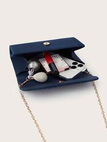 REMANLAND Glamorous Sparkling Rhinestone Decor Chain Bag, Magnetic Closure, Elegant Fashion Party Clutch, Suitable For Women's Birthday Party, Charming Evening Shoulder Bag - Navy Blue - View 6