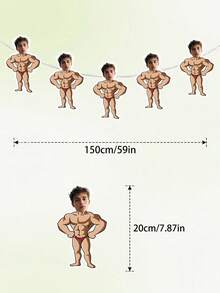 6/12/18pcs Custom Photo Muscle Man Banner,Muscle Man Cutout Bunting For Boys Gym Birthday,Workout Theme Photo Bunting For Bachelorette,Gym Buff Garland For Bachelor Party Decor - Multicolor - View 6