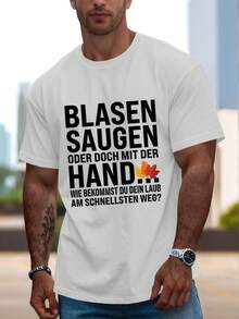 Camiseta divertida para hombres con frases en alemán - Parte superior de verano de manga corta con texto en alemán, camiseta casual de cuello redondo con frases en alemán, lavable a máquina para estudiantes de alemán y uso casual - Blanco - Ver 2