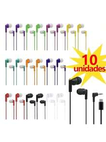Kit 10 Fone de Ouvido com Fio Colorido Stereo Headphone - 0 - Visão 1