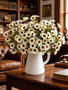 1pc Artificial Silk Daisy Ball Bouquet, Bridal Hand Bouquet, Valentine's Day Gift, Birthday Party Decoration, Wedding Flower Basket, Bridal Bouquet, Home Decor, Restaurant Bedroom Windowsill Vase Decoration, New Year Decoration - White - View 10