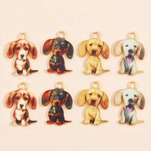 10pcs Cute Cartoon Puppy Pendant, Enamel Alloy Animal Charm For DIY Necklace, Keychain, Jewelry Accessories - Multicolor - View 1
