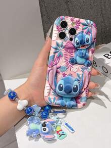Disney Has Authorized, Phone Case - Chain Set, The Stitch Lilo & Stitch 3D Phone Case Plus A Silicone 3D Stitch Bracelet With Metallic Ring Removable Bracelet, Stitch And Angel Pattern, Compatible With Iphone17/16/15/14/13/12/11/XS/XR/X Plus Pro Max, A Stylish Cartoon Phone Case, The Perfect Gift Choice, Phone Protection, Durable Phone Cover, Great Gift For Friends And Family. - trắng - Xem 4