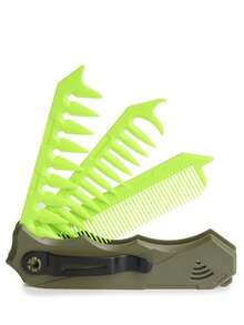 1PC 3-In-1 Men's Folding Comb, Oil Hair Comb, Slick Back Comb, Wide Tooth Textured Styling Comb, Portable Travel Folding Comb, Suitable For Home Use, Portable Folding Comb Men's Cool Tool, Street Fashion - 3-in-1 Comb - View 7