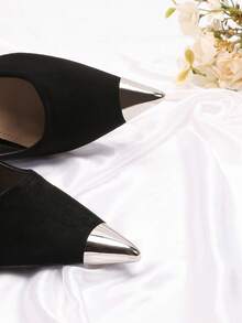 Protector de punta de zapato de punta para mujer, accesorio anti-golpes para punta de zapato, cubierta de punta de zapato desmontable con cabeza de metal - Plateado - Ver 3