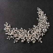1pc Elegant Iron Floral Headband Bridal Wedding Hair Accessory For All Seasons - Silver - View 6