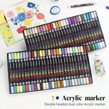 1pc 24/48/72/96/120/168/192/240 Colors Dual-Tip Dual-Color Marker Pen, Acrylic Paint Pen For Glass Painting, Layering Colors, Art Students & Professionals - Multicolor - View 6