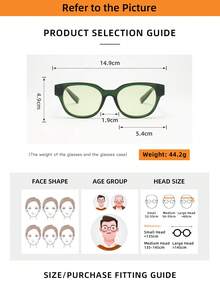 1pc Unisex Oval Minimalist Modern Fashion Glasses, Timeless Design, Suitable For Holiday Gifts, Outdoor Activities, Tropical Beach Vacations, Street Photography And More - Green Frame Green Film - View 4