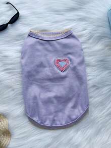 Vêtements pour chiens et chats de compagnie, simples et mignons, style doux, gilet pour petits chiens et chats, vêtements d'été, printemps et automne, vêtements pour animaux de petite race, violet et rose - Multicolore - Voir 18