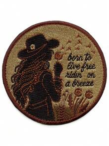 1pc "Born Free, Go With The Wind" Western Music Embroidered Patch Heat Transfer - Multicolor - View 7