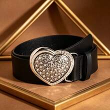 Women's Vintage Heart Buckle PU Leather Belt, Adjustable Western Waist Belt For Jeans & Dresses - Heart-shaped Belt - View 20