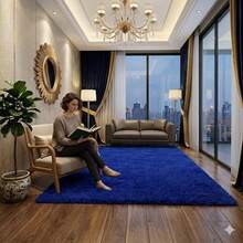 Luxury Shaggy Rug For Living Room Or Bedroom 2.00 X 1.40 - 藍色 - 查看 3