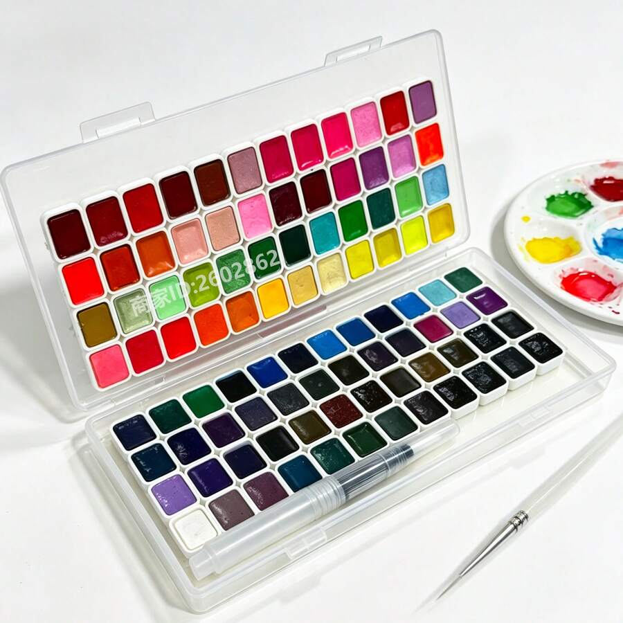 96 Colors Classic Solid Watercolor Paint Set, Includes: Water-Soluble Colored Pencils, Suitable For Calligraphy, Painting, Design, Nail Art And DIY Art Palette