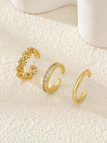 3PCS/Set Flower Micro-Inlaid Zirconia Adjustable Toe Rings, Minimalist Design, Hypoallergenic, Suitable For Beach Vacation, Party, Summer Outings Jewelry - Multicolor - View 3