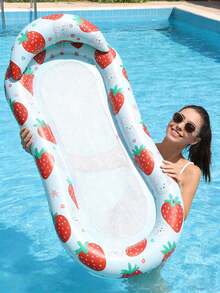 Aufblasbare schwimmende Matte mit Gelee-Textur und Mesh, Wasserliege für Erwachsene mit Kissen, Pool-Schwimmsofa mit Fruchtmuster, Lässig-Schwimmbett für Strandurlaub - Verschiedenfarbig - Übersicht 7