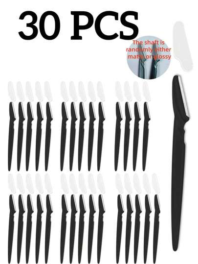 12/30 Pcs Eyebrow, Facial, Body Hair Trimmer Shaver Razor With Cover For Women, Makeup Tool Set,Eyebrow Razor, Facial Hair Remover, Facial Shaver, Exfoliating Dermaplaning Tool For Men And Women-The Shaft Is Randomly Either Matte Or Glossy