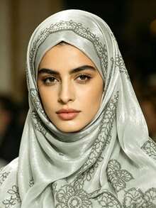 1pc New Bridal Veil Fabric With Embroidery & Sequin Decor, Silky Scarf, Shiny Ribbon, Headband And Veil - Multicolor - View 11