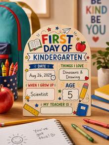 DIY Wooden First Day Of School Milestone Sign, School Bus And Academic Print Design, Wooden Commemorative Board, Suitable For All Grades, Perfect For Back To School, School Gifts, Photo Props, Classroom Attendance Records And Parent Keepsakes - DIY Message Board - View 6